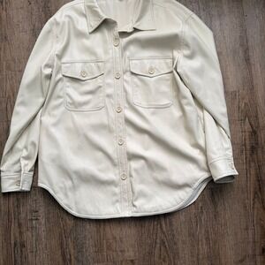 Good American Better Than Leather Shirt Jacket in Cream Shacket
